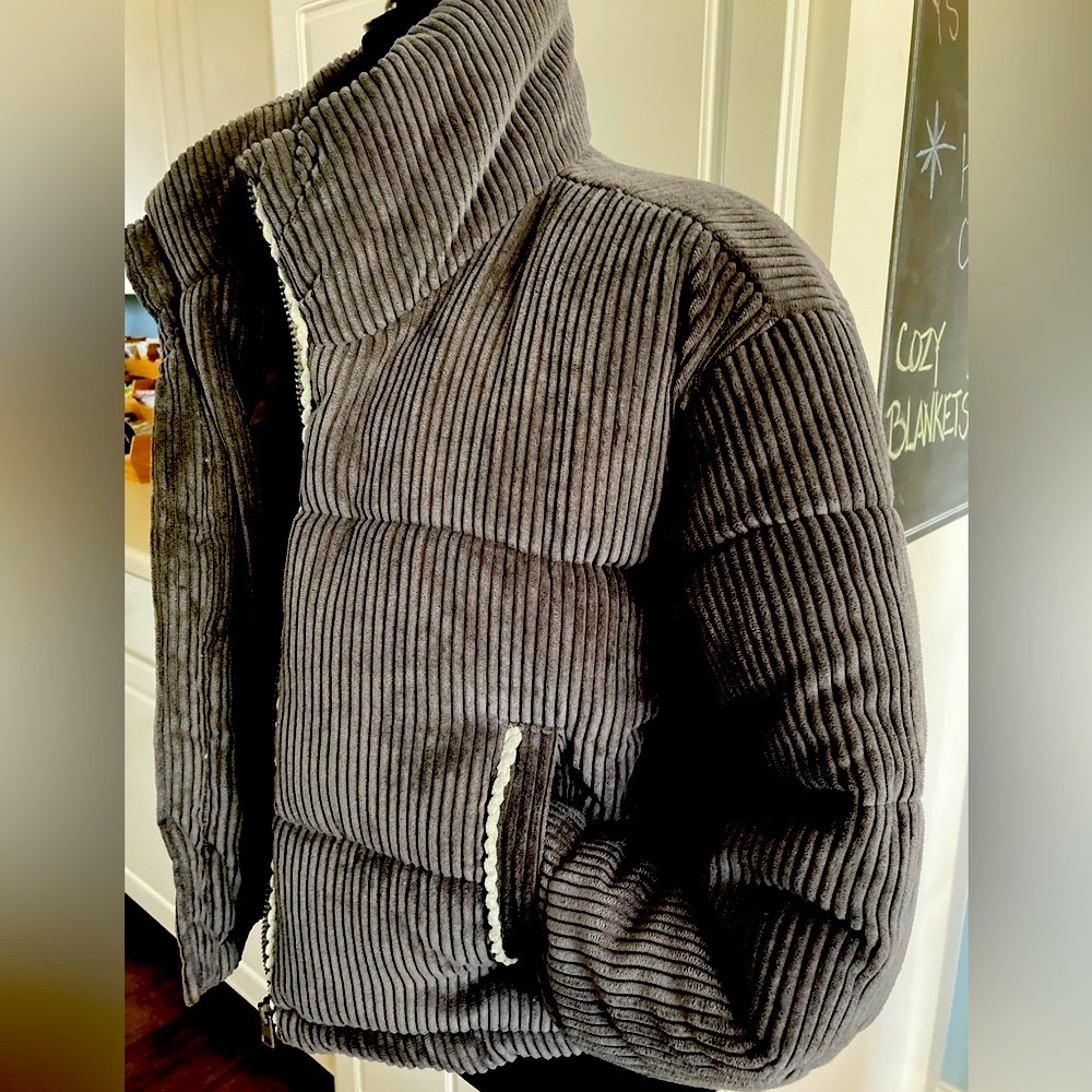 NWT 7Seven For All Mankind Gray Corduroy Jacket CoatSize Large Cropped Jacket